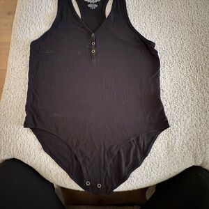 Black Button-Front Bodysuit